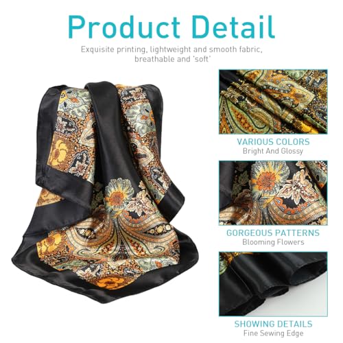 PALAY® 3Pcs Silk Scarf for Women Stylish Satin Neck Head Scarf for Women Summer Bandanas for Women Fashion Print Silk Scarves for Women 35 In Square Scarves for Women Gift Comfy Beach Hair Scarf X3 PALAY® 3Pcs Silk Scarf for Women Stylish Satin Neck Head Scarf for Women Summer Bandanas for Women Fashion Print Silk Scarves for Women 35 In Square Scarves for Women Gift Comfy Beach Hair Scarf X3